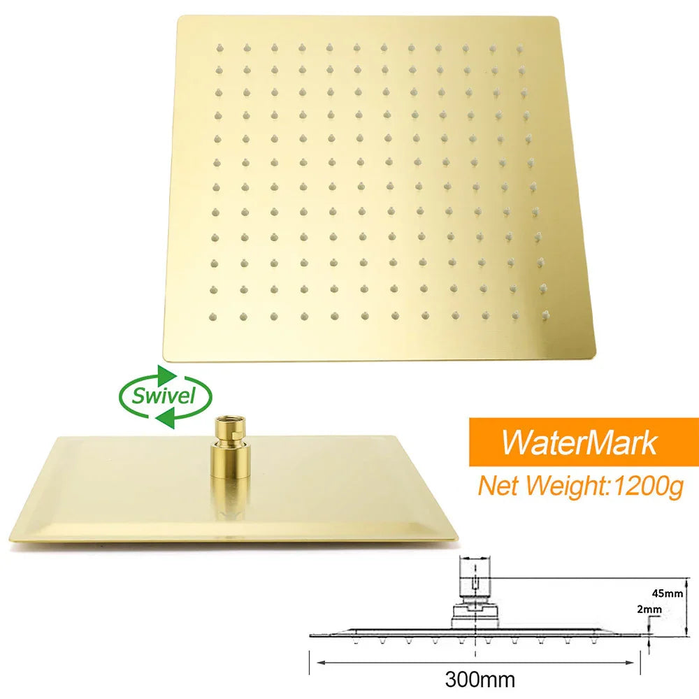 WELS Brushed Gold Twin Shower 12