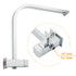 WELS Square Twin Shower Head Chrome 12 inch 3 Mode Handheld Diverter Wall Arm Set
