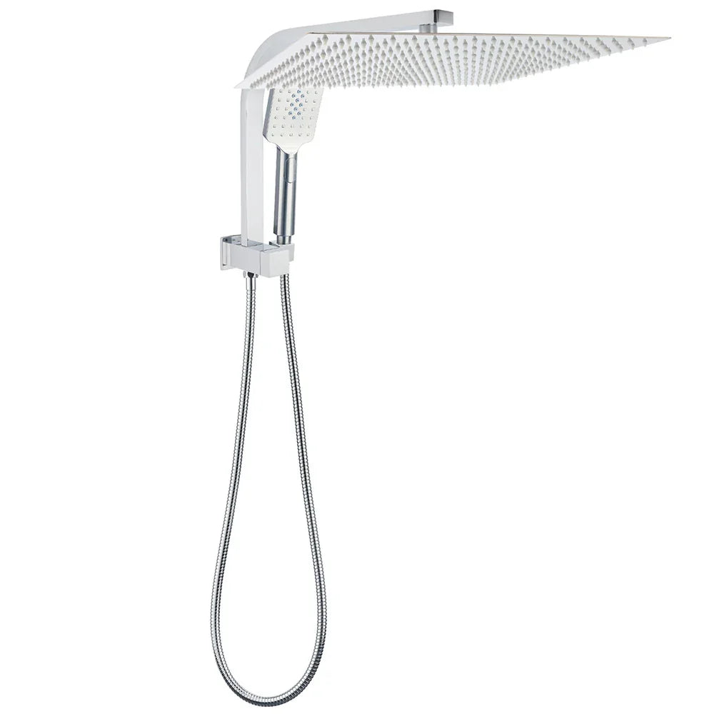 WELS Square Twin Shower Head Chrome 16