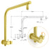 WELS Brushed Gold 2in1 Set Round Large 12" Rain Shower Head 3 Mode Handheld Wall Arm Small Face Mixer