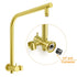 WELS Brushed Gold Round 2in1 Shower Head Set Ergonomic Handheld Gooseneck Arm Twin Taps