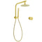 WELS Brushed Gold Round Dual Shower Head Set Single Mode Handheld Gooseneck Arm Wall Mixer