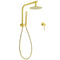 WELS Brushed Gold Round Dual Shower Head Set Diverter Wall Arm Single Mode Handheld Small Face Mixer