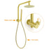 WELS Brushed Gold Round Dual Shower Head Set Diverter Wall Arm Single Mode Handheld Small Face Mixer