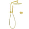 Brushed Gold 2in1 Round 12" Rain Shower Head Single Mode Handheld Diverter Wall Arm Mixer Set