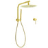 Brushed Gold Round Large 12" Rain Shower Head Stainless Steel Spray Handheld Wall Small Face Mixer Set