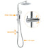 WELS Chrome 9" Rain Shower Head 3 Modes Handheld Rose Slide Rail Set Diverter