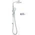 Chrome Double Square 8" Shower Head Set 3 Function Handheld Rail Diverter Arm + Taps