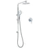 WELS Chrome Double Square 8" Shower Head Set 3 Function Handheld Rail Arm Mixer