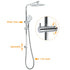 WELS Chrome 10" Rain Shower Head Round Handheld Sliding Rail Diverter Arm Twin Set Mixer