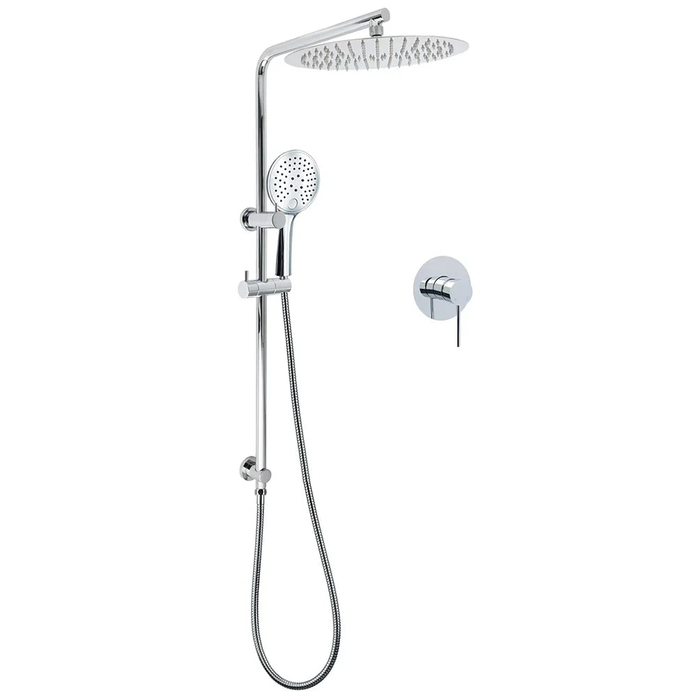 WELS Round Shower Head Handheld Sliding Rail Arm Chrome 12