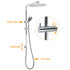 Chrome Dual Shower 12" Slim Rain Head 5 Modes Handheld Sliding Rail Inbuilt Diverter + Single Mixer