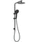 WELS Matt Black Round 2in1 8" Shower Head Sliding Rail Arm 3 Modes Handheld Set
