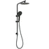 WELS Matt Black Round 2in1 8" Shower Head Sliding Rail Arm 3 Modes Handheld Set