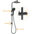 WELS Matt Black Round 2in1 8" Shower Head Sliding Rail Arm 3 Modes Handheld Set