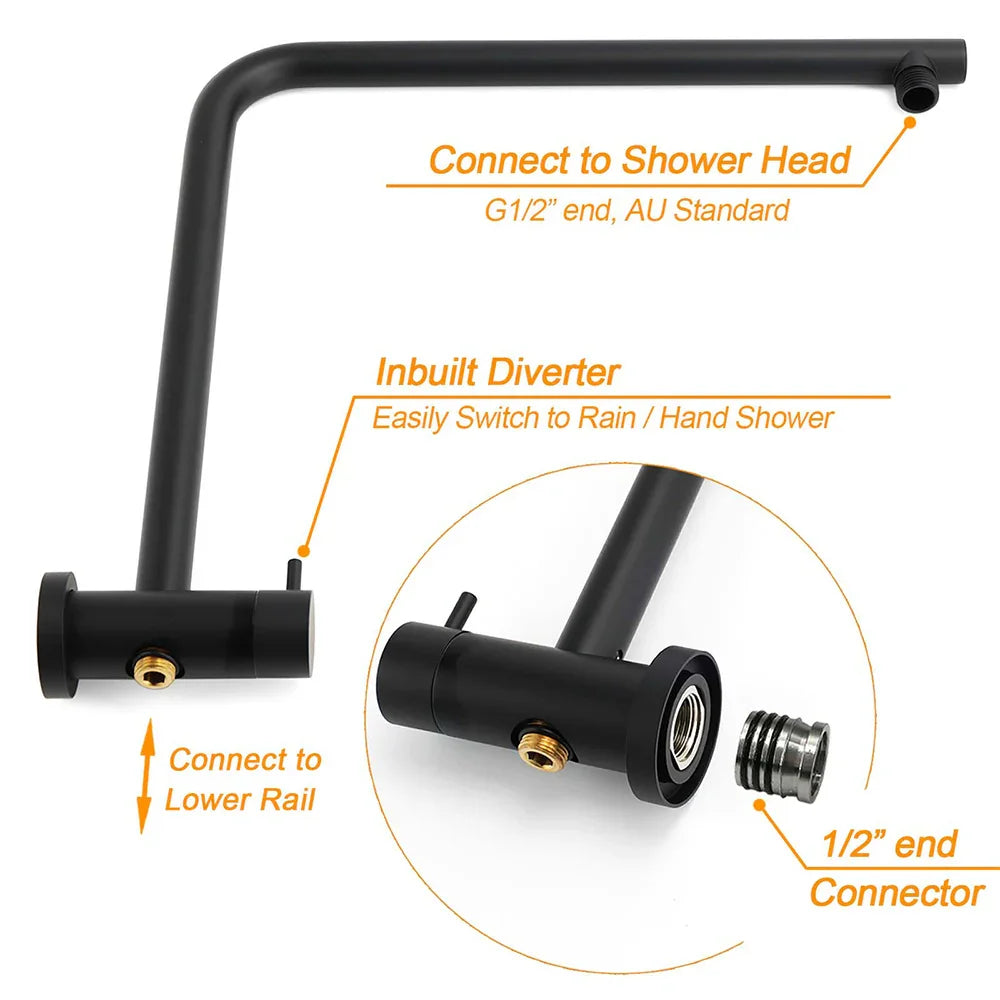 2‑in‑1 Matte Black Rainfall & Handheld Shower Set WELS 3 Star Watermark
