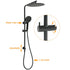 Matt Black Dual Shower 12" Large Shower Rain Head + Handheld Silde Wall Rail Twin Taps Set