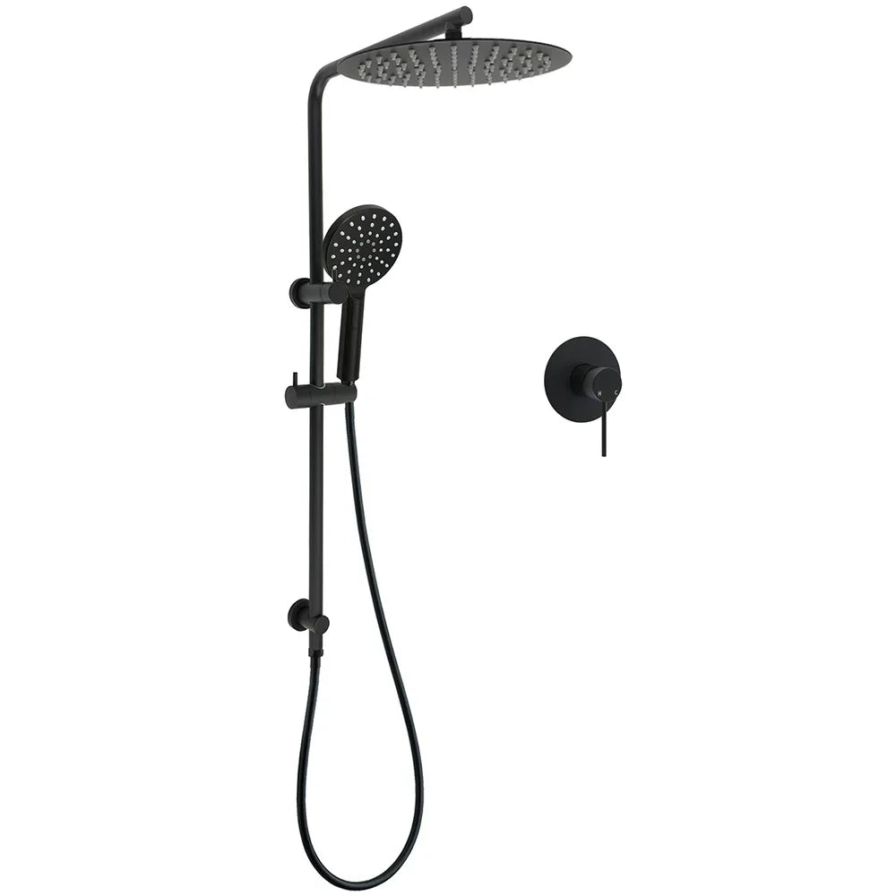 WELS Matt Black Dual Shower 12