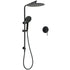 WELS Matt Black Dual Shower 12" Large Shower Rain Head + Handheld Silde Wall Rail Mixer Set
