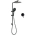 Matt Black Twin 10 Inch Shower Head 3 Modes Handheld 2in1 Wall Rail Arm Round Mixer