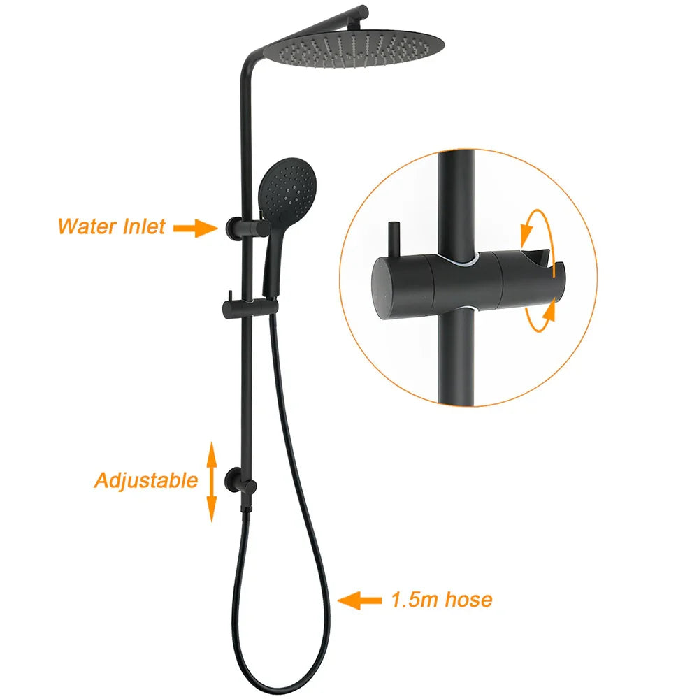 Matt Black Shower Set 12