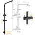 WELS Matt Black Shower Set 12" Large Rain Head Handheld Sliding Rail Arm Round Taps