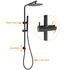 Matt Black Round 250mm Rain Shower Head Brass Handheld Slide Rail Riser Arm Set