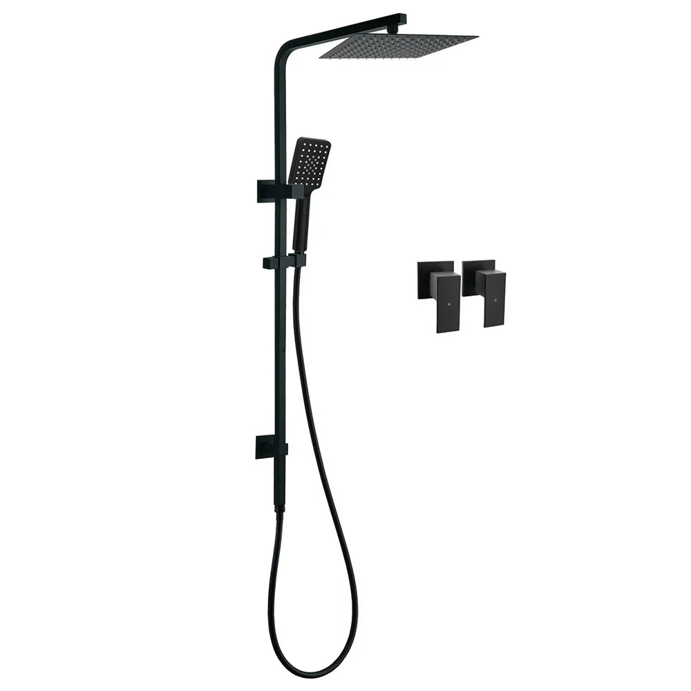 Matt Black Twin Shower Set Square 10