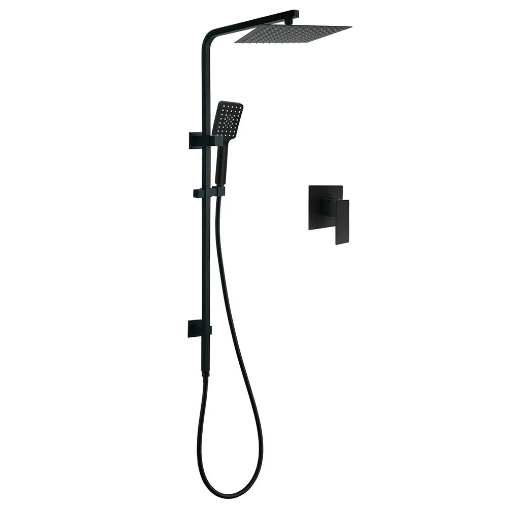 Matt Black Twin Shower Set Square 10