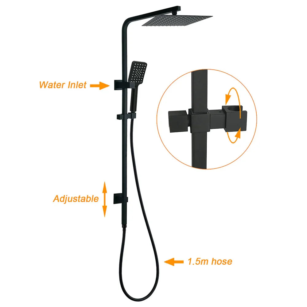 Matt Black Twin Shower Set Square 10