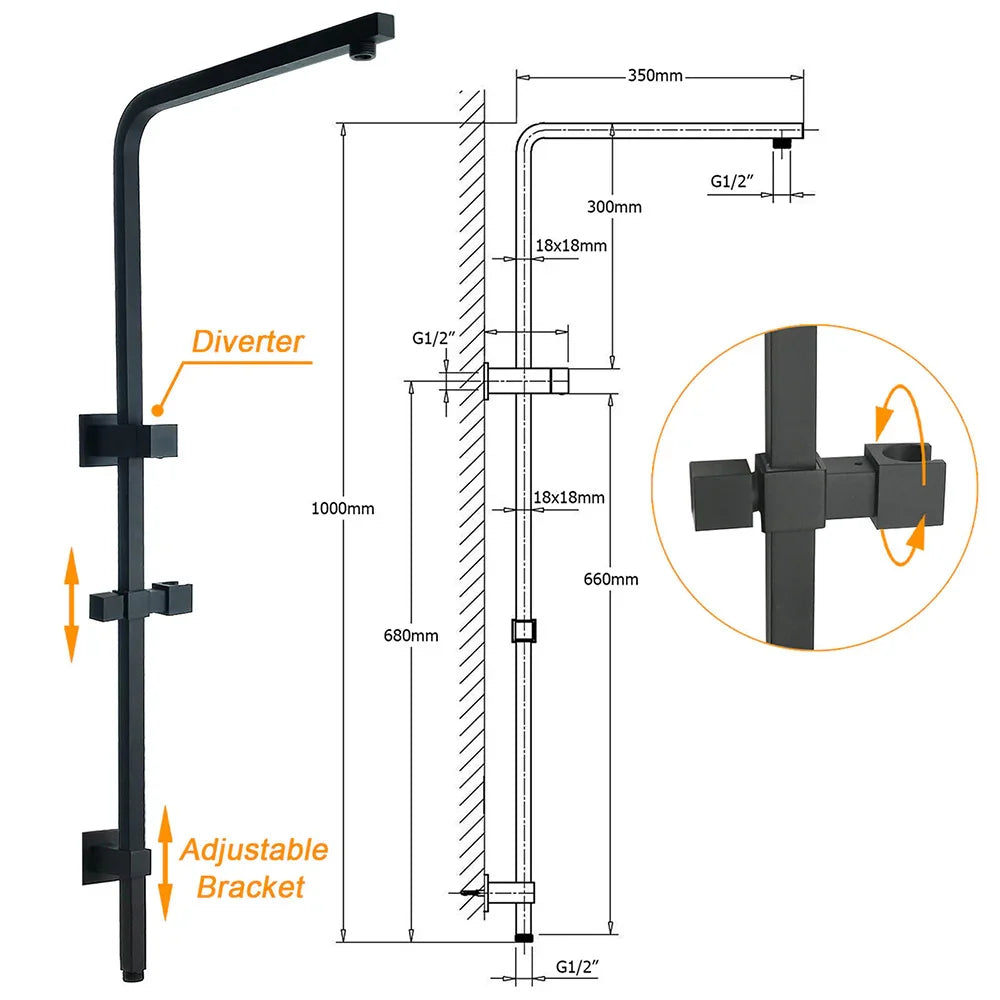 Dual Shower Square Large 12