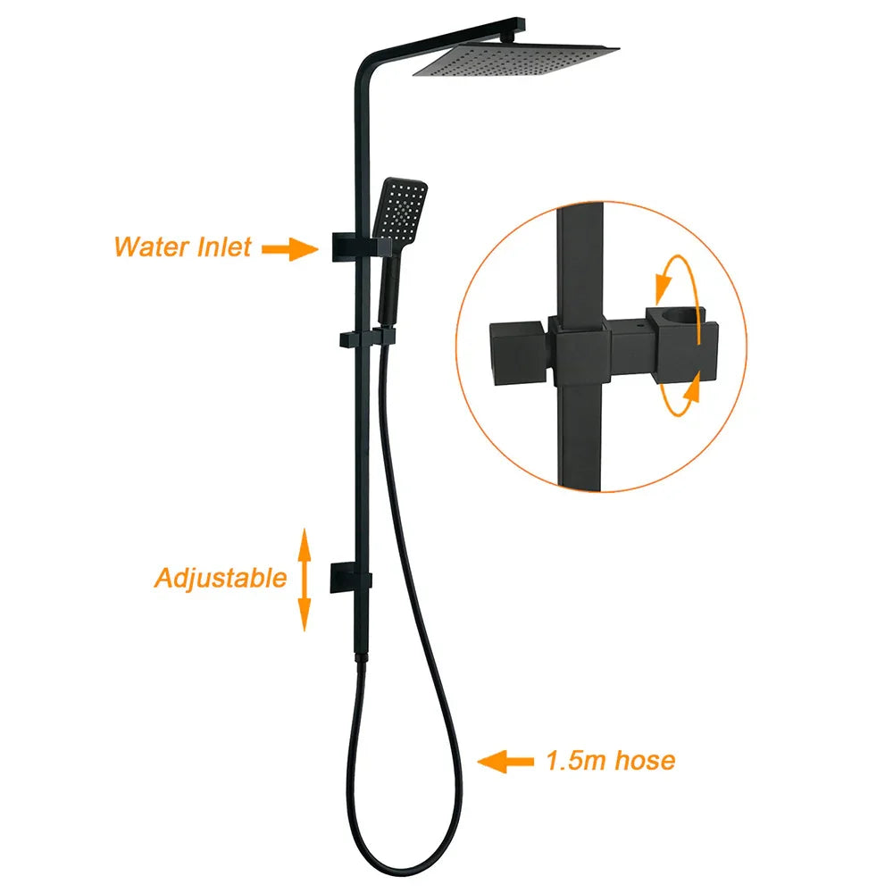 Matt Black Dual Shower Square 10