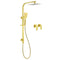 Brushed Gold 2in1 Set 8" Square Rain Shower Head 3 Modes Handheld Silde Rail Arm Twin Taps