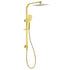 Brushed Gold Square Shower 10" Large Rain Head Handheld Silde Rail Arm 2in1 Set