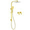 WELS Brushed Gold Square Shower 10" Thin Rain Head Handheld Silde Rail Arm 2in1 Taps Set