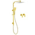 WELS Brushed Gold Square Shower 10" Thin Rain Head Handheld Silde Rail Arm 2in1 Taps Set