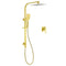 WELS Brushed Gold Square Shower 10" Large Rain Head Handheld Silde Rail Arm 2in1 Set + Mixer