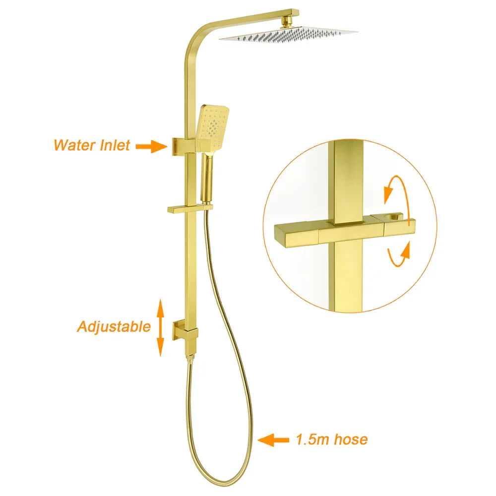 WELS Brushed Gold Square Shower 10