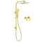 WELS Brushed Gold Square Shower 12" Large Rain Head 3 Modes Handheld Silde Rail Arm 2in1 Taps Set
