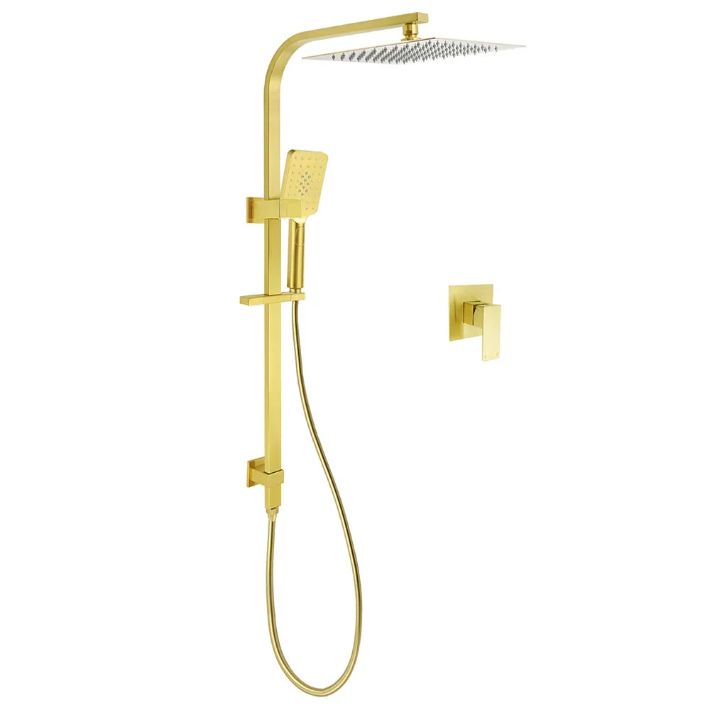 Brushed Gold 2‑in‑1 Rainfall & Handheld Shower Set with Mixer WELS 3 Star