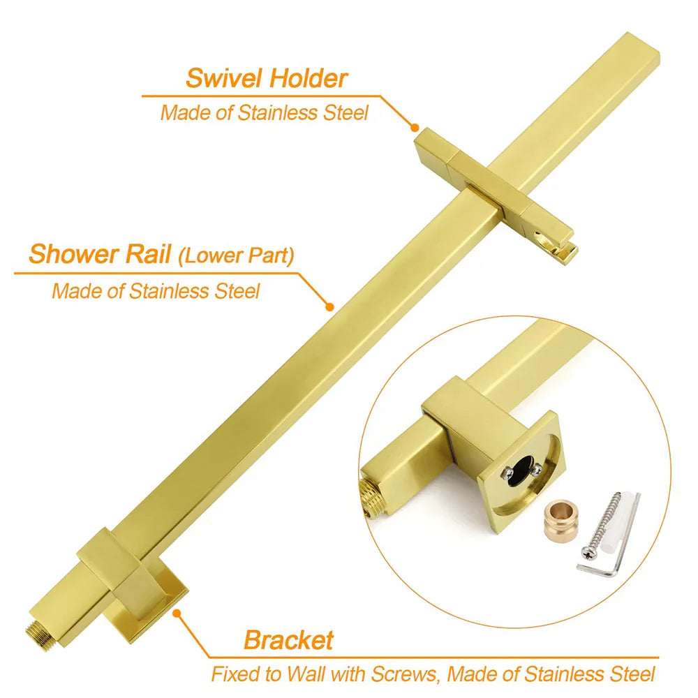 Brushed Gold 2‑in‑1 Rainfall & Handheld Shower Set with Mixer WELS 3 Star