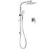 Brushed Nickel Square Twin Shower Set 8" Rain Head 3 Modes Handheld Silding Rail Mixer