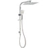 Brushed Nickel Square 2in1 Shower Set Large 12" Rain Head 3 Modes Handheld Silding Rail Arm