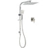 Brushed Nickel Square Twin Shower Set 12" Rain Head 3 Modes Handheld Silding Rail Wall Mixer