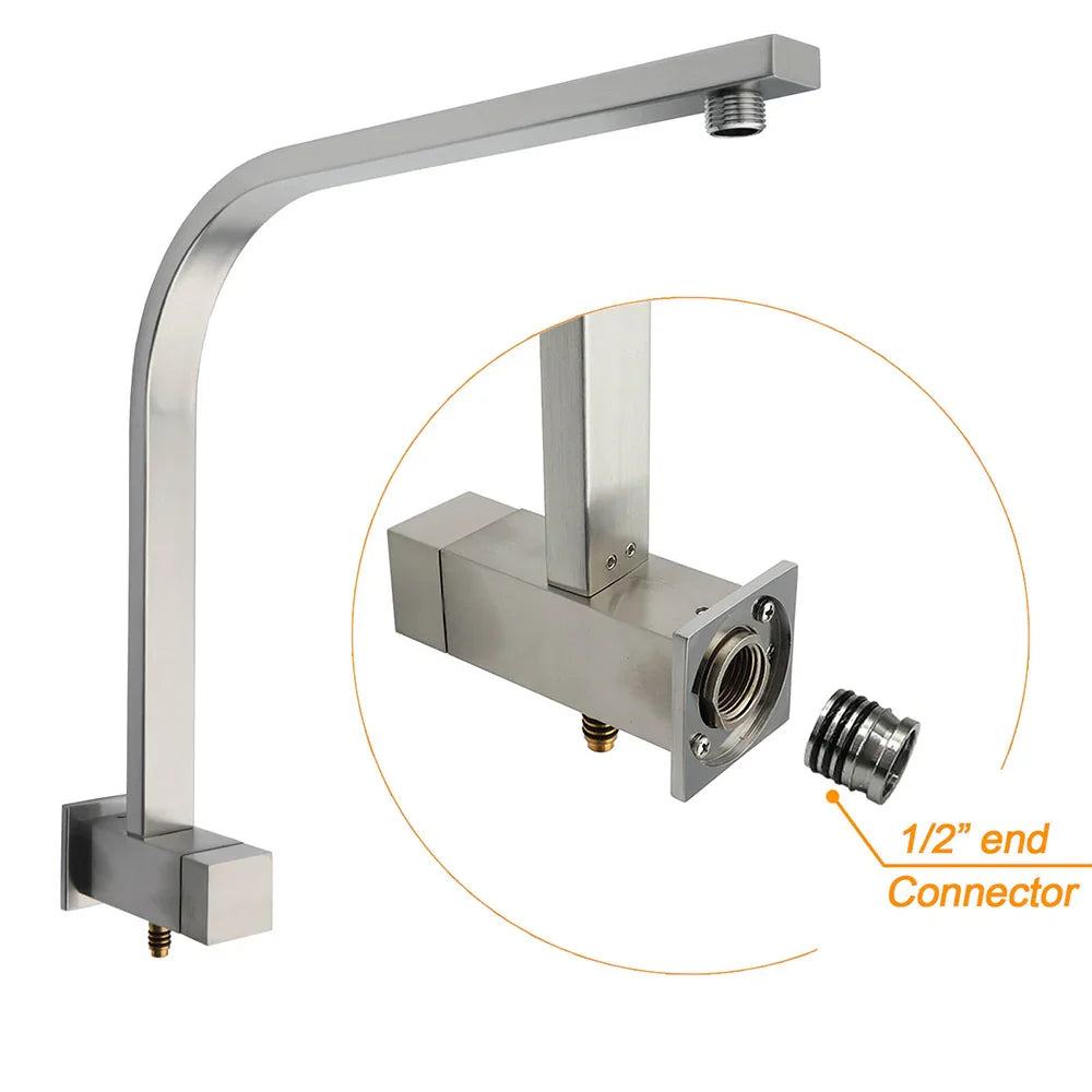 Brushed Nickel Square Twin Shower Set 12