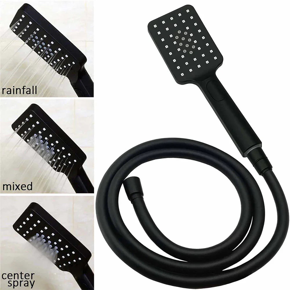 Matt Black Square 2in1 Shower Set 8