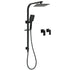 Matt Black Square Twin Shower Set 8" Rain Head 3 Modes Handheld Silde Rail Arm + Taps