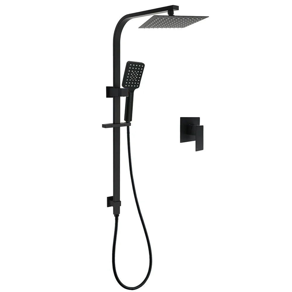 Matt Black Square Twin Shower Set 8