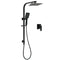 Matt Black Square Twin Shower Set 8" Rain Head 3 Modes Handheld Silde Rail Arm + Mixer