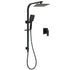 Matt Black Square Twin Shower Set 8" Rain Head 3 Modes Handheld Silde Rail Arm + Mixer